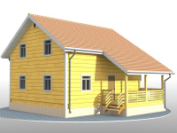 Каркасный дом 8х9 | Полутороэтажные каркасные коттеджи с террасой