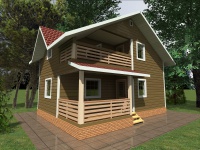 Дом из бруса 6х9 | Полутороэтажные деревянные дома с балконом
