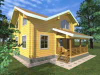 Дом из бруса 8х9 | Полутороэтажные деревянные дома с террасой
