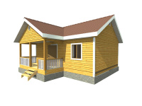Каркасный дом 6х8 | Одноэтажные деревянные дома с террасой