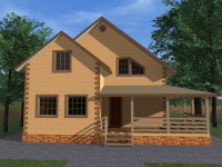 Каркасный дом 8х9 | Полутороэтажные деревянные дома и коттеджи с террасой 8х10